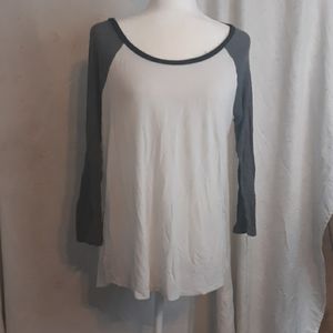 Charlotte Russe white/grey raglan t shirt XL